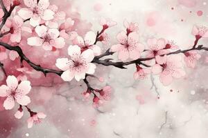 AI generated Closeup of spring seasonal cherry blossom flower and sakura flower on bokeh background Ai generated photo