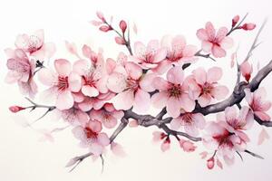 AI generated Closeup of spring seasonal cherry blossom flower and sakura flower on bokeh background Ai generated photo