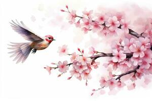 AI generated Closeup of spring seasonal cherry blossom flower and sakura flower on bokeh background Ai generated photo