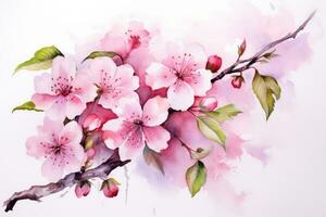 AI generated Closeup of spring seasonal cherry blossom flower and sakura flower on bokeh background Ai generated photo