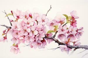 AI generated Closeup of spring seasonal cherry blossom flower and sakura flower on bokeh background Ai generated photo