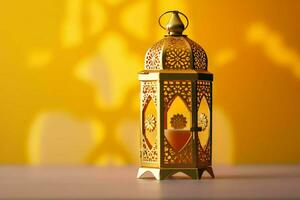 Eid mubarak and ramadan kareem greetings with islamic lantern and mosque. Eid al fitr background. Eid al fitr background of window concept by AI Generated photo