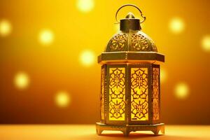 Eid mubarak and ramadan kareem greetings with islamic lantern and mosque. Eid al fitr background. Eid al fitr background of window concept by AI Generated photo