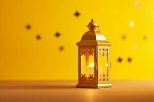 Eid mubarak and ramadan kareem greetings with islamic lantern and mosque. Eid al fitr background. Eid al fitr background of window concept by AI Generated photo