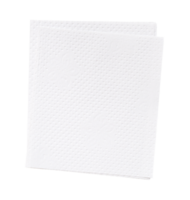 Two folded pieces of white tissue paper or napkin in stack tidily prepared for use in toilet or restroom isolated with clipping path in png file format