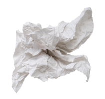 Top view of single screwed or crumpled tissue paper or napkin in strange shape after use in toilet or restroom isolated with clipping path in png file format