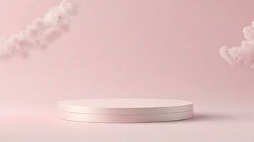 AI generated 3d render of podium for product presentation with cherry blossom background photo