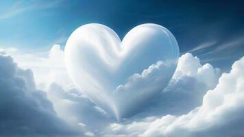 AI generated Heart shaped cloud against blue sky with white clouds 3D illustration, freedom photo