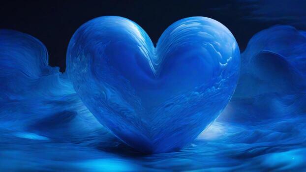 ai generado San Valentín día resumen fondo, 3d representación, azul corazón foto