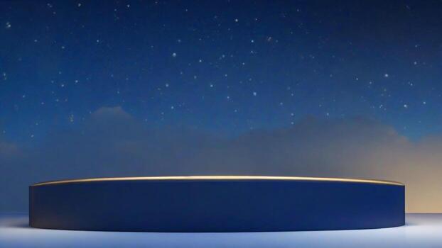 ai generado azul podio con estrellado noche cielo antecedentes. 3d hacer foto