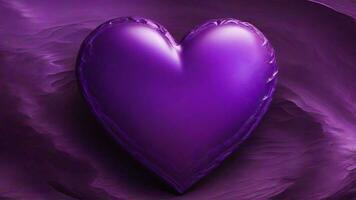 AI generated Purple heart on a purple background. Valentines day. 3D render photo