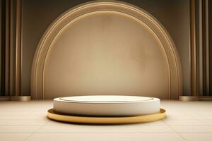 AI generated 3d podium for product presentation and on color background luxury style 3d model Ai generator photo