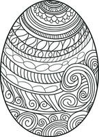 Easter egg icon with glint, simple easter egg traditional with wavy line patterns symbol vector sign, flat black silhouette on white background. AI generated illustration.