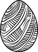 Easter egg icon with glint, simple easter egg traditional with wavy line patterns symbol vector sign, flat black silhouette on white background. AI generated illustration.