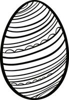 Easter egg icon with glint, simple easter egg traditional with wavy line patterns symbol vector sign, flat black silhouette on white background. AI generated illustration.