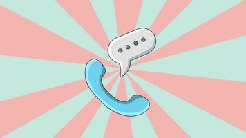 Animation of a telephone icon that receives a message with a rotating background video