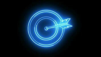 Animated arrow target board icon with a glowing neon effect video