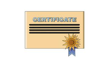 Animation forms a certificate paper icon video