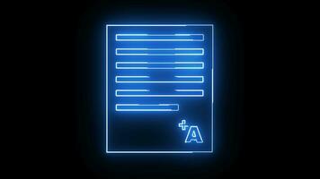 Animated exam paper icon with an A grade with a glowing neon effect video