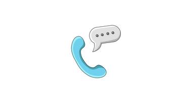 Animation of a telephone icon receiving a call video