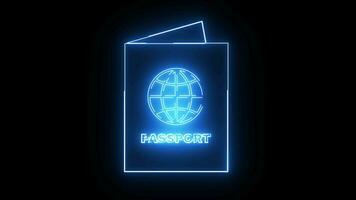 animato passaporto icona con un' raggiante neon effetto video