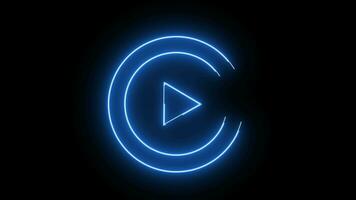 Animated play button icon with a glowing neon effect video