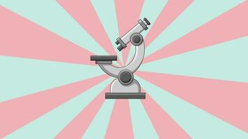 Animation of a microscope icon with a rotating background video