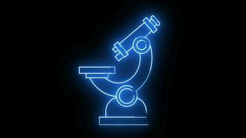 Animation of a microscope icon with a glowing neon effect video