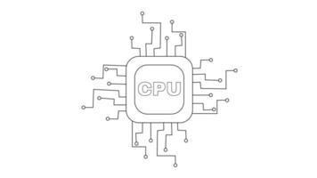 geanimeerd video van een computer bestanddeel CPU icoon schetsen