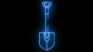 Animated shovel icon with a glowing neon effect video