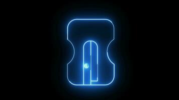 Animation of a pencil sharpener icon with a glowing neon effect video