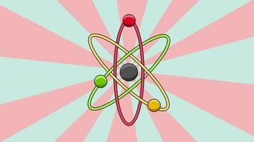 animado átomo ícone com rotativo fundo video
