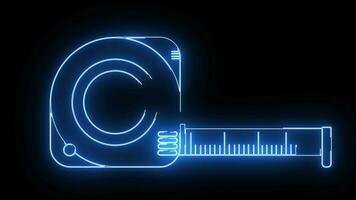 Animated length measuring instrument icon with a glowing neon effect video