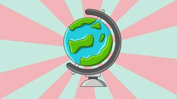 animated globe icon with a rotating background video