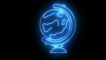 Animated globe icon with a glowing neon effect video