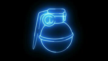 Animation of a grenade bomb icon with a glowing neon effect video