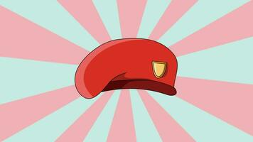 Animated video of an army beret hat icon with a rotating background