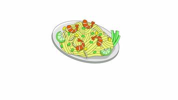 animated video of Pad Thai icon, typical Thai food