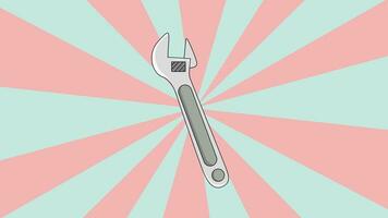 Animated video of a wrench icon with a rotating background