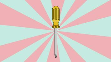 Animated video of a screwdriver icon with a rotating background