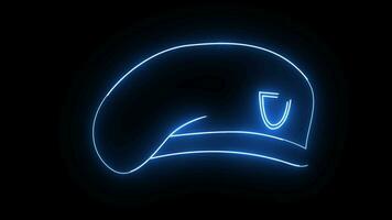 animiert Heer Baskenmütze Symbol mit ein glühend Neon- bewirken video