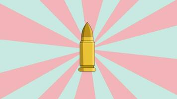 animated video of a firearm bullet icon with a rotating background