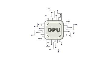 geanimeerd video vormen een computer bestanddeel CPU icoon