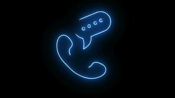 Animated phone icon that receives a message with a glowing neon effect video