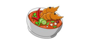 animated video of the Tom Yam icon, a typical Thai food