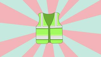 Animated video of a vest icon with a rotating background