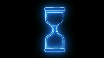 animerad timglas ikon med en lysande neon effekt video