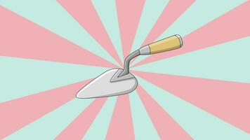 Animated video of a cement spoon icon with a rotating background