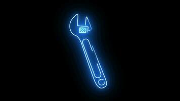 Animated wrench icon with a glowing neon effect video