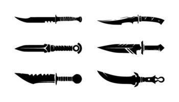 AI generated set of dagger silhouettes on isolated background vector